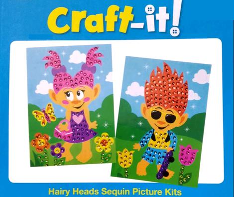 Hairy Heads Sequin Craft Kit - Pack of 4