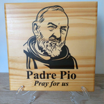 Load image into Gallery viewer, Padre Pio Pine Wooden Plaque
