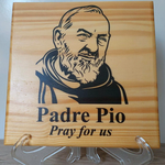 Load image into Gallery viewer, Padre Pio Pine Wooden Plaque
