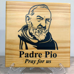 Load image into Gallery viewer, Padre Pio Pine Wooden Plaque
