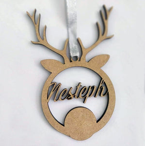 Personalised Wooden Reindeer Xmas Decoration