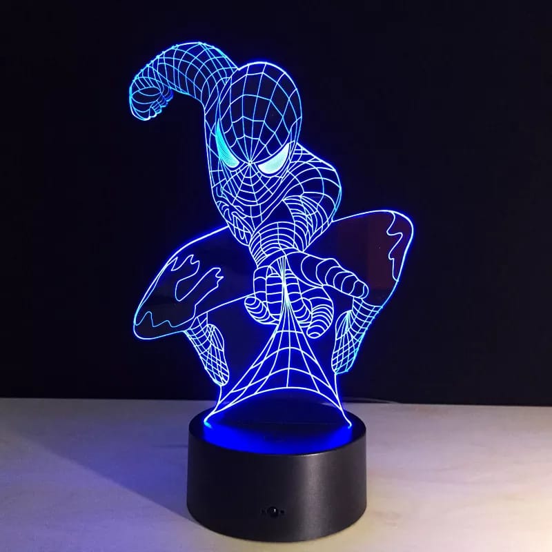 Spiderman Acrylic 3D Lamp LED 7 Colour Night Light Touch Table