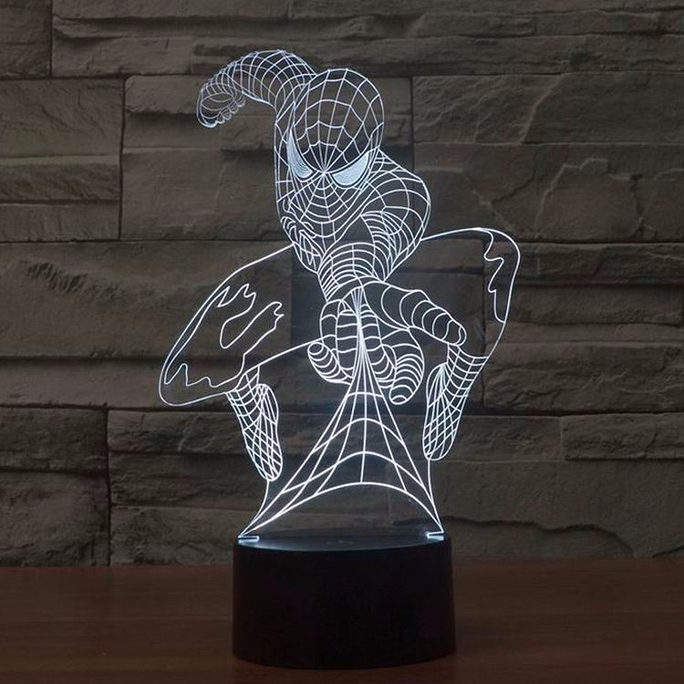 Spiderman Acrylic 3D Lamp LED 7 Colour Night Light Touch Table