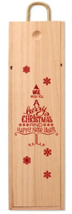 Christmas Wooden Wine Box With Sliding Lid and Rope