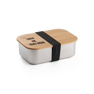 Stainless steel lunch box with bamboo lid