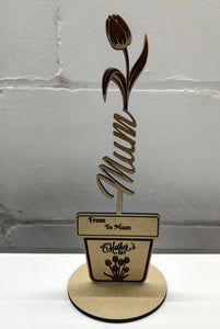 Personalised Tulip MuM MDF Wood laser cut