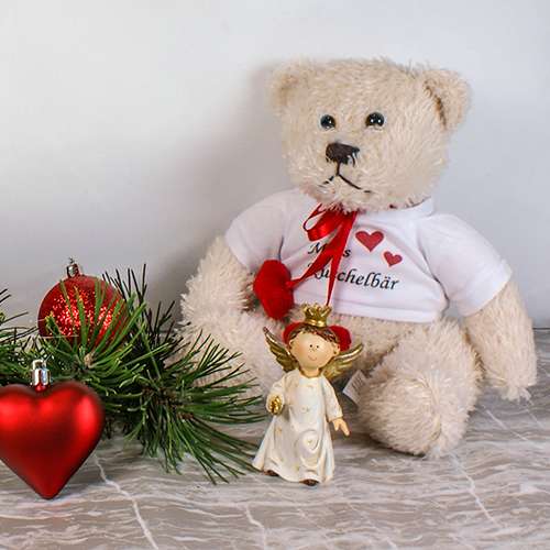Personalised Two Hearts Teddy Bear white
