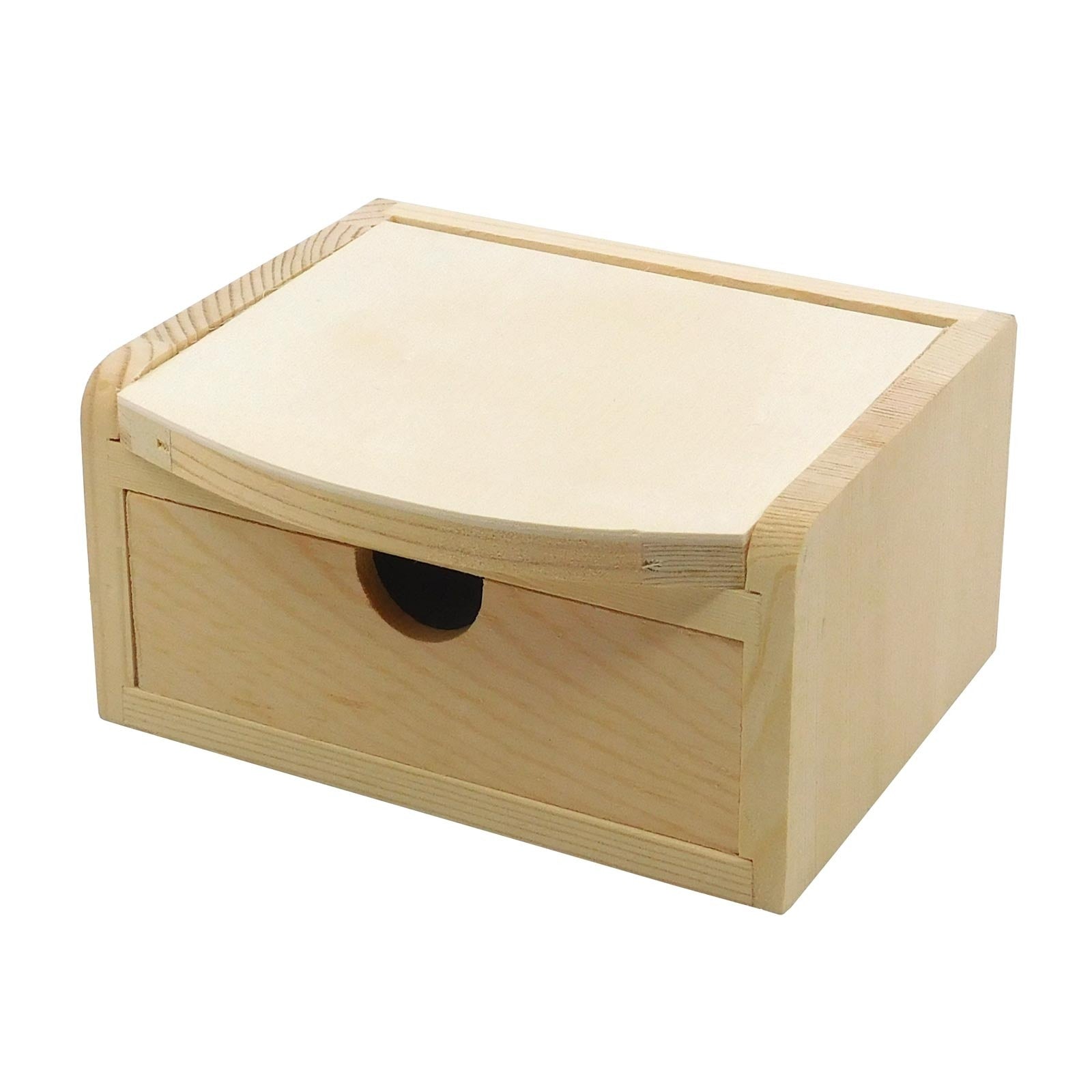 Lovely Mini Plain Wooden Jewellery Box With Interior Mirrored Lid