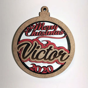 Personalised Wooden Bauble Xmas Decoration