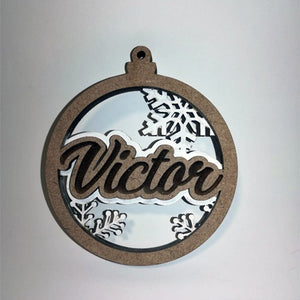 Personalised Wooden Bauble Xmas Decoration