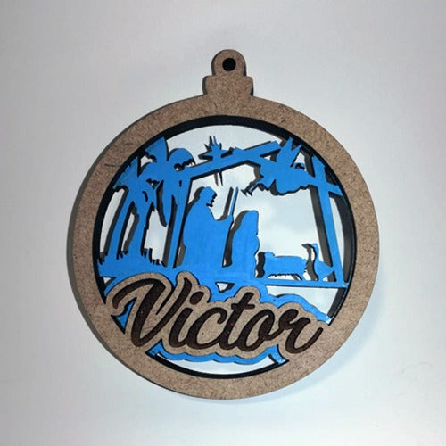 Personalised Wooden Bauble Xmas Decoration