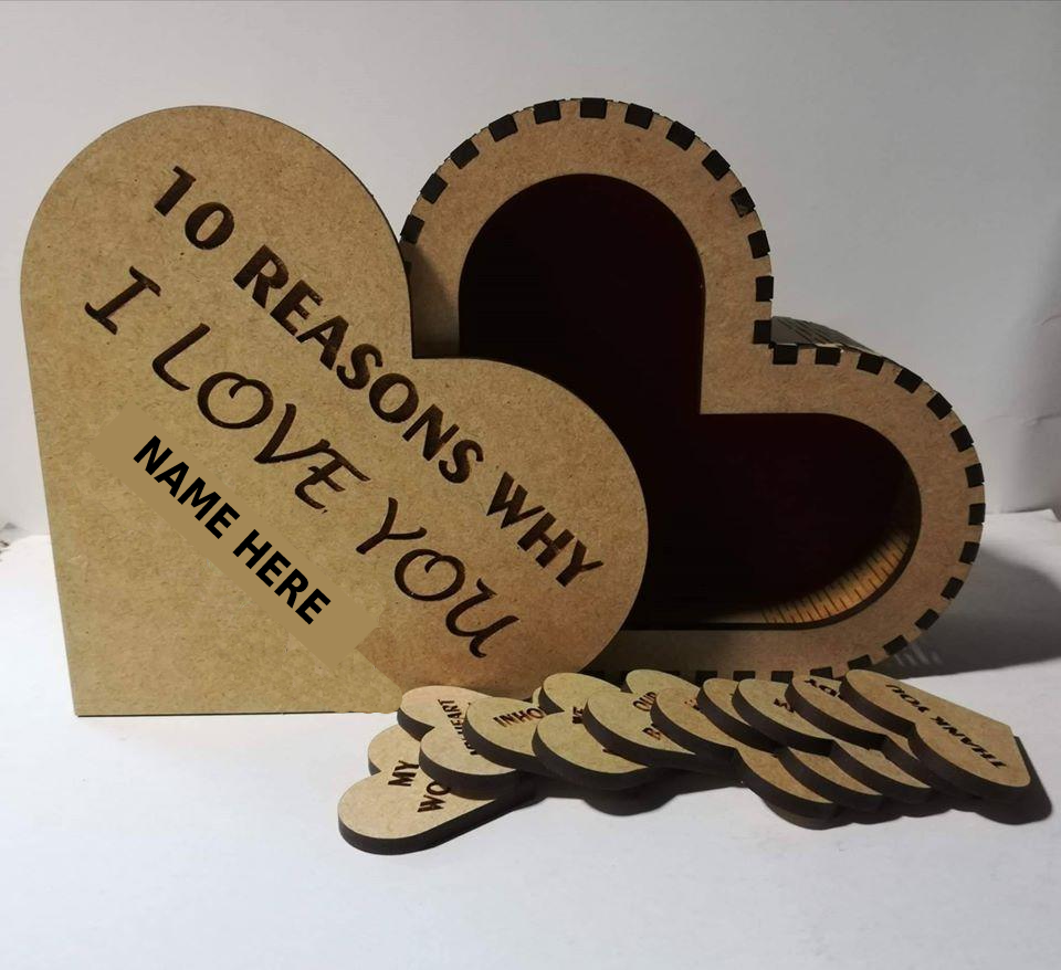 Personalised Wooden Heart Shaped Box