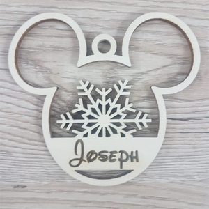 Personalised Xmas Tree Dangler Mickey or Minnie Mouse