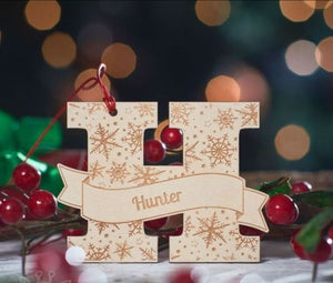 Personalised  Wooden Letter Xmas Decoration