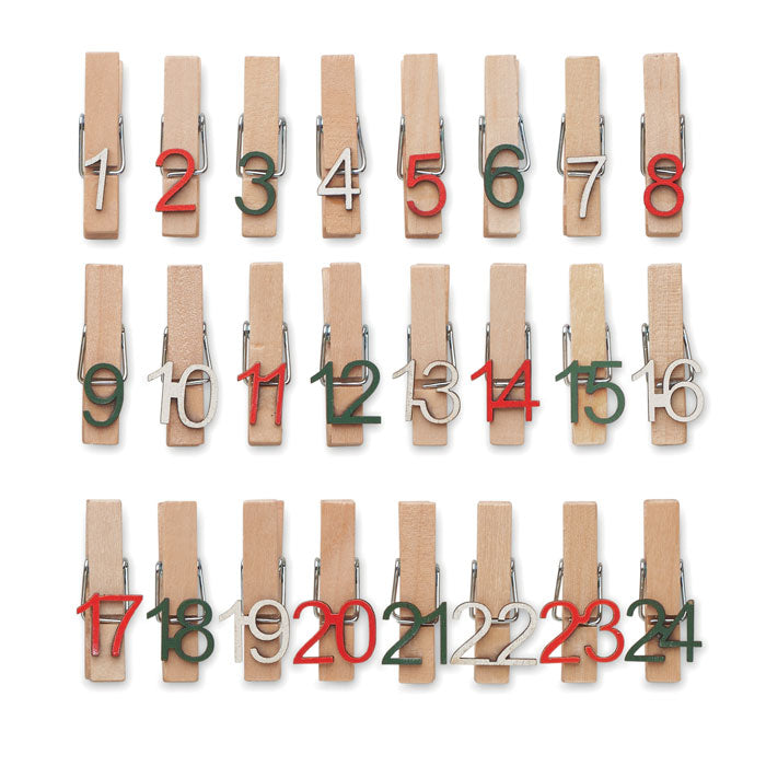 Wooden clips for advent calendar