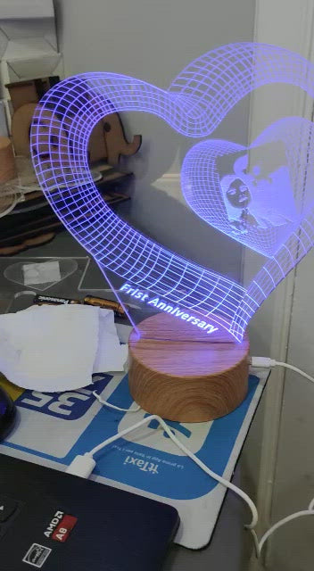 Owl Acrylic Lamp 3D Acrylic LED 7 Colour Night Light Touch Table