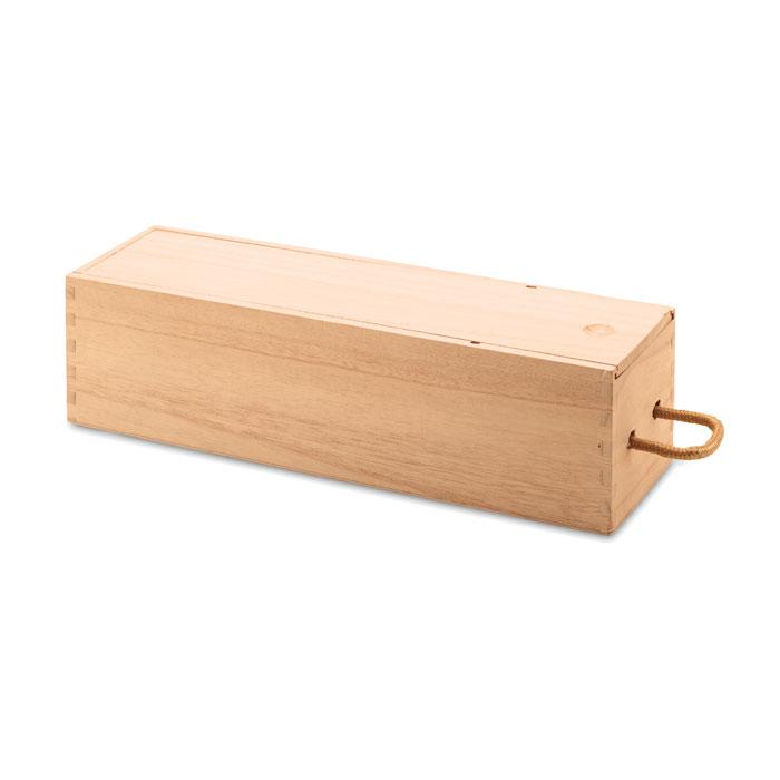 Wooden Wine Box With Sliding Lid and Rope
