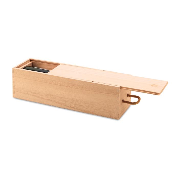 Wooden Wine Box With Sliding Lid and Rope