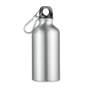 Personalised Aluminium single layer bottle with carabiner. 400 ml